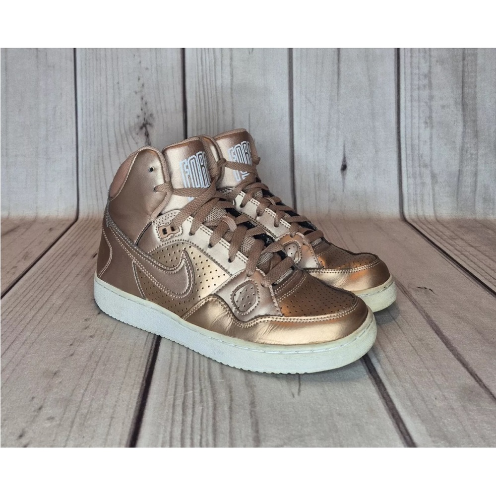 Rare Nike Son Of Force 2015 Mid Women’s Size 8.5 Sneakers Athletic Bronze Gold